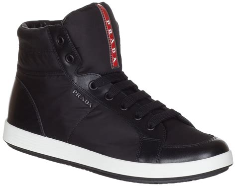 black high top Prada sneakers